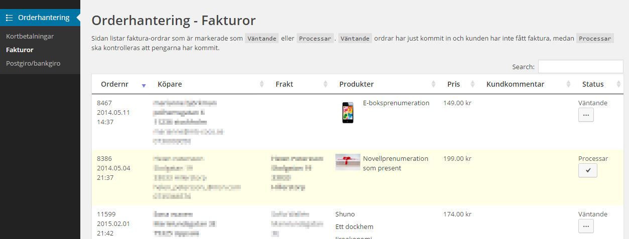 WordPress-plugin för att hantera ordrar på novellix.se